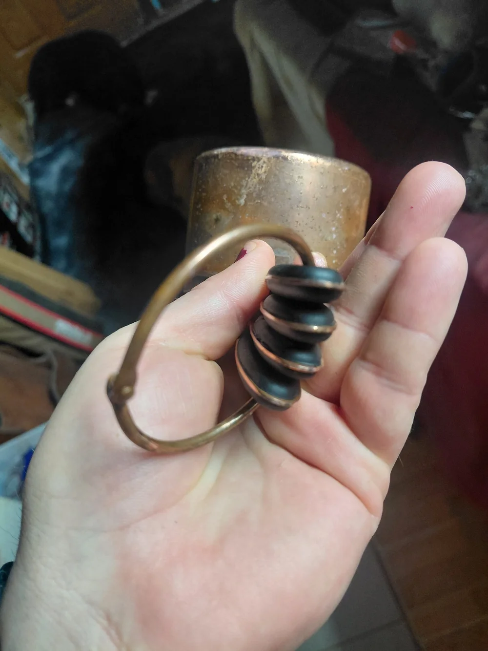 set of copper-plated stainless steel measuring cups